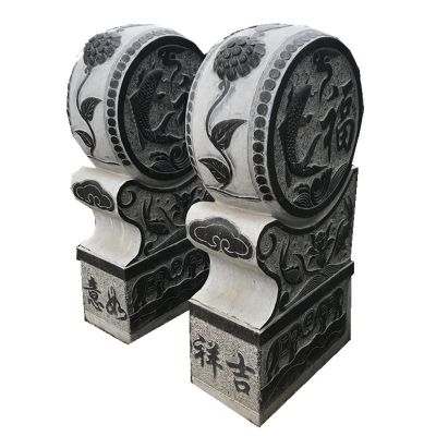 庭院門口創(chuàng)意大理石仿古做舊浮雕吉祥如意抱鼓石雕塑